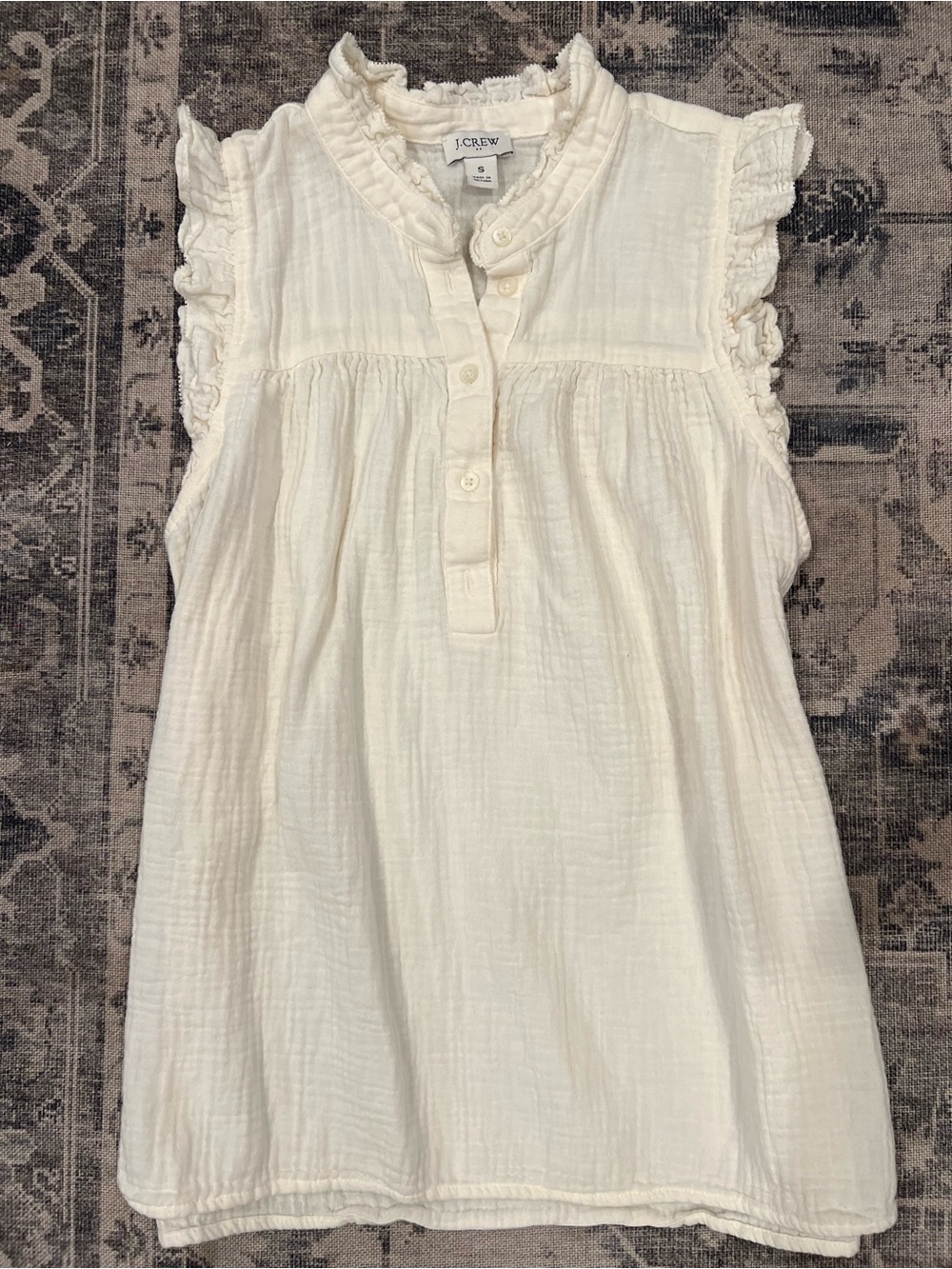 J. Crew Women’s Cream Ruffle Sleeve Cotton Shirt